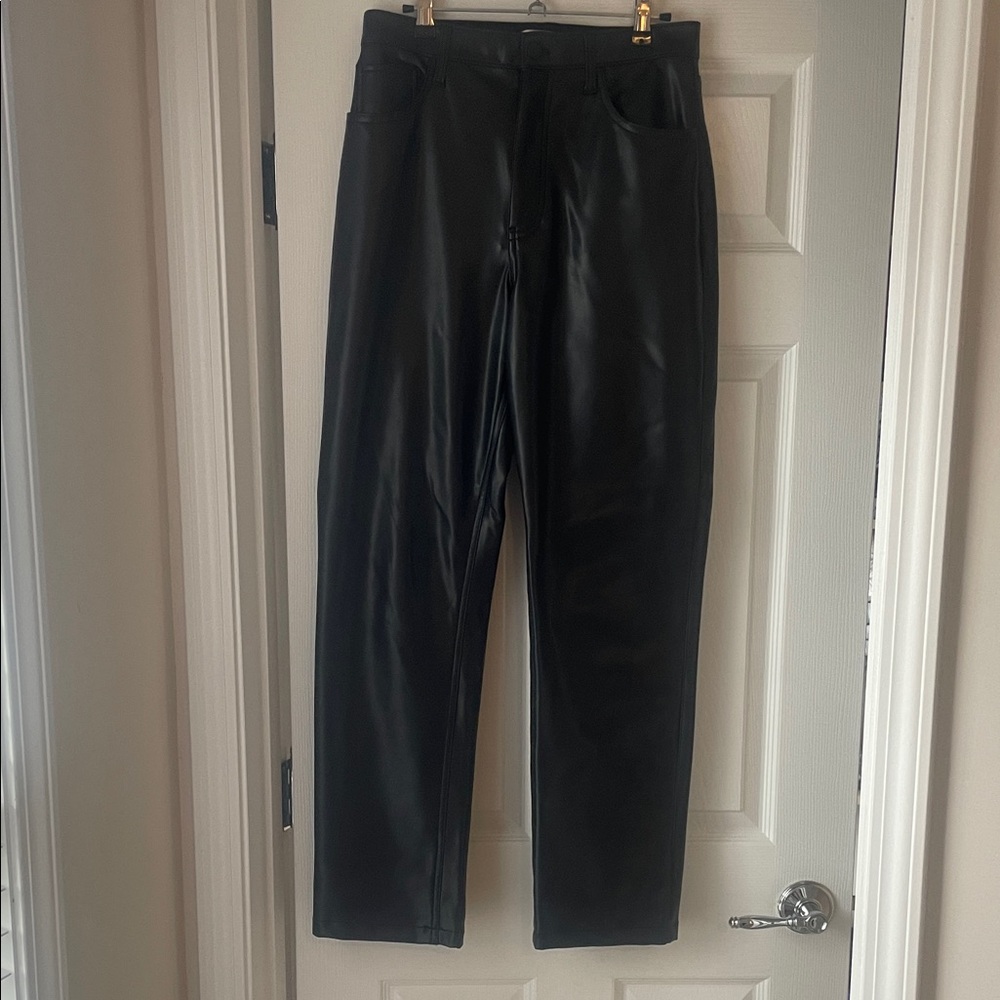 Abercrombie Black Faux Leather Straight Pants